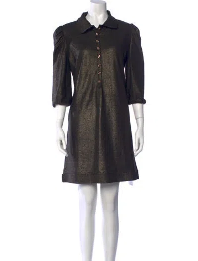 Pre-owned Buru Patterned Mini Dress In Gold