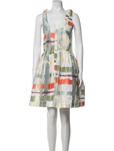 Pre-owned Buru Patterned Mini Dress In White