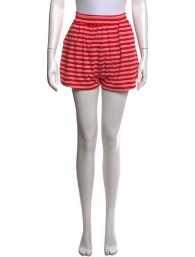 Pre-owned Buru Striped Mini Shorts In Pink/red