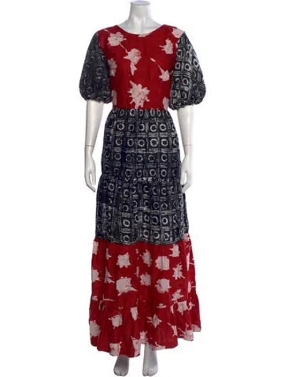Pre-owned Busayo Printed Long Dress W/ Tags In Black