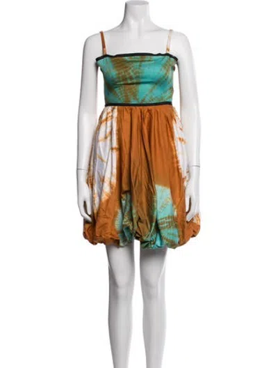 Pre-owned Busayo Tie-dye Print Mini Dress W/ Tags In Orange