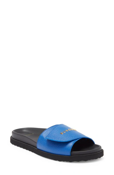 Buscemi Alice Scratch Slide Sandal In Bluette