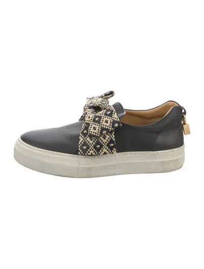 Pre-owned Buscemi Leather Patterned Sneakers In Black