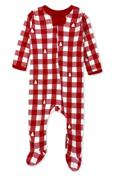 Butterblu Kids' Scout Stripe Cotton Footie In Red