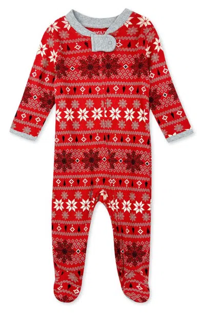Butterblu Kids' Scout Stripe Cotton Footie In Red