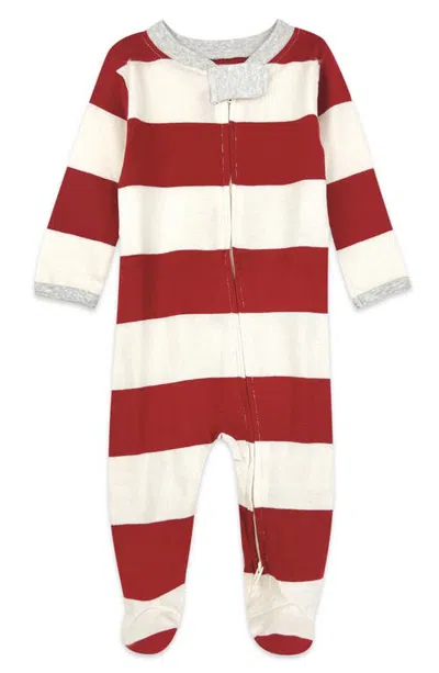 Butterblu Kids' Scout Stripe Cotton Footie In Red