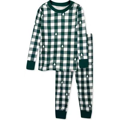 Butterblu Kids' Zen Print Fitted Organic Cotton Two-piece Pajamas In Green