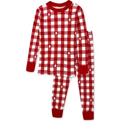 Butterblu Kids' Zen Print Fitted Organic Cotton Two-piece Pajamas In Red