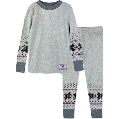 Butterblu Kids' Zen Print Fitted Organic Cotton Two-piece Pajamas In Gray