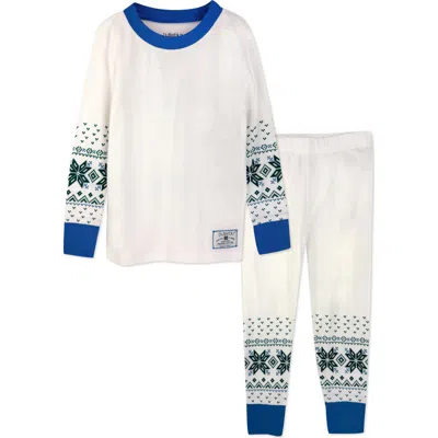 Butterblu Kids' Zen Print Fitted Organic Cotton Two-piece Pajamas In White
