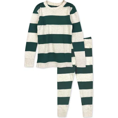Butterblu Kids' Zen Print Fitted Organic Cotton Two-piece Pajamas In Green