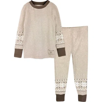 Butterblu Kids' Zen Print Fitted Organic Cotton Two-piece Pajamas In Brown