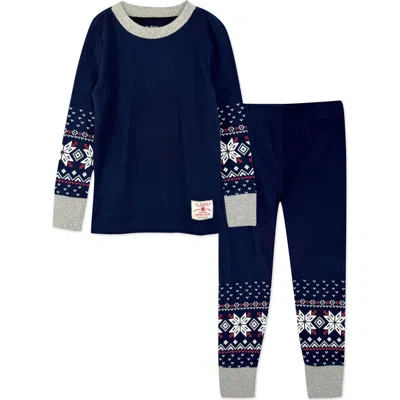 Butterblu Kids' Zen Print Fitted Organic Cotton Two-piece Pajamas In Blue