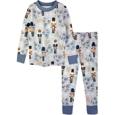 Butterblu Kids' Zen Print Fitted Organic Cotton Two-piece Pajamas In Blue