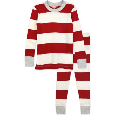 Butterblu Kids' Zen Print Fitted Organic Cotton Two-piece Pajamas In Red