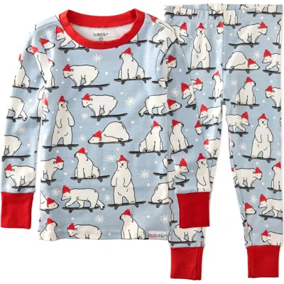 Butterblu Kids' Zen Print Fitted Organic Cotton Two-piece Pajamas In Blue