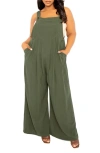 Buxom Couture Wide Leg Jumpsuit In Olive