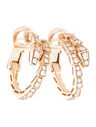 Pre-owned Bvlgari 18k Diamond Serpenti Viper Earrings In Multicolor
