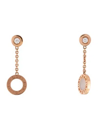 Pre-owned Bvlgari 18k Mother Of Pearl & Diamond   Drop Earrings In Multicolor