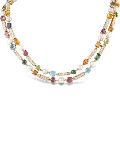 Pre-owned Bvlgari Allegra Multi-stone Necklace In Gold