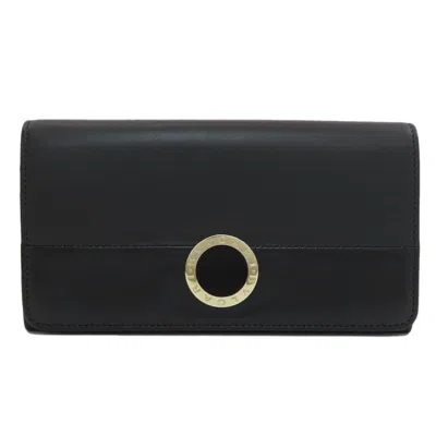 Pre-owned Bvlgari Black Leather Long Wallet (bi-fold) ()