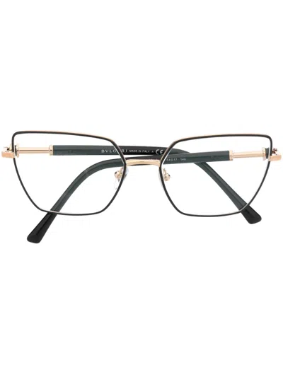 Bvlgari Enamelled-frame Detail Glasses In Gold