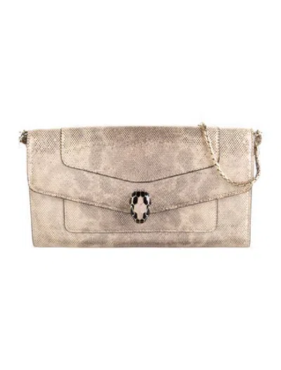 Pre-owned Bvlgari Leather Animal Print Continental Wallet In Neutrals