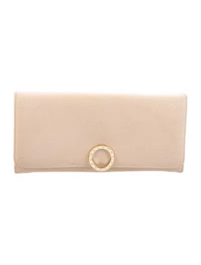 Pre-owned Bvlgari Leather Continental Wallet In Neutrals
