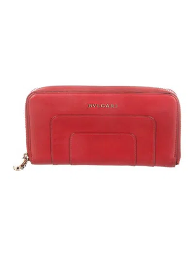 Pre-owned Bvlgari Leather Continental Wallet In Red