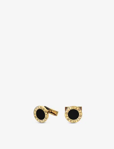 Bvlgari Mens Yellow Gold 18ct Yellow-gold And Onyx Cufflinks