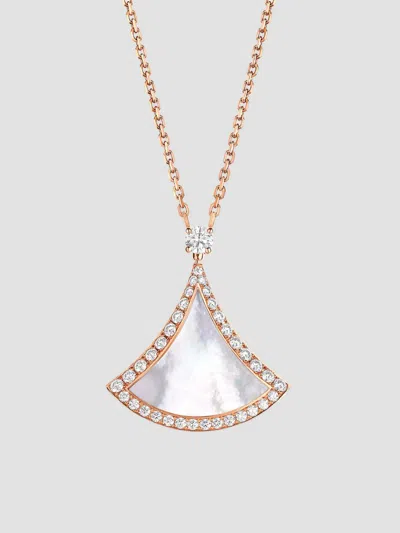 Bvlgari Rose Gold Divas' Dream 18ct Rose-gold, Mother-of-pearl And 0.5ct Round Brilliant-cut Diamond Necklac In Mother Of Pearl