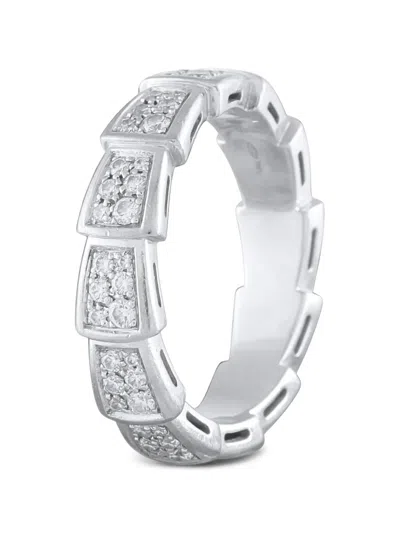 Pre-owned Bvlgari Serpenti Diamond Ring In Silver