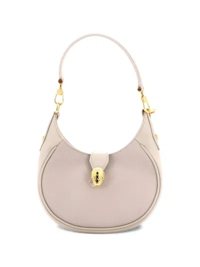 Pre-owned Bvlgari Serpenti Ellipse Crossbody Bag Leather Mini Shoulder Bag In Neutrals