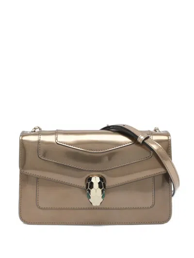 Pre-owned Bvlgari Serpenti Forever Metallic-effect Shoulder Bag In Neutrals
