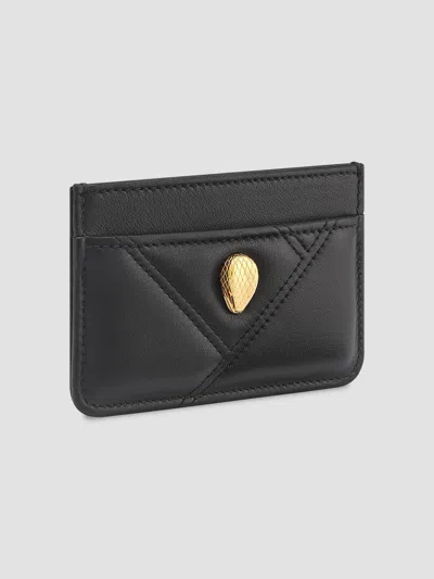 Bvlgari Serpenti Quilted Leather Card Holder In Black