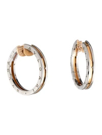 Pre-owned Bvlgari Two-tone B.zero1 Hoop Earrings In Multicolor
