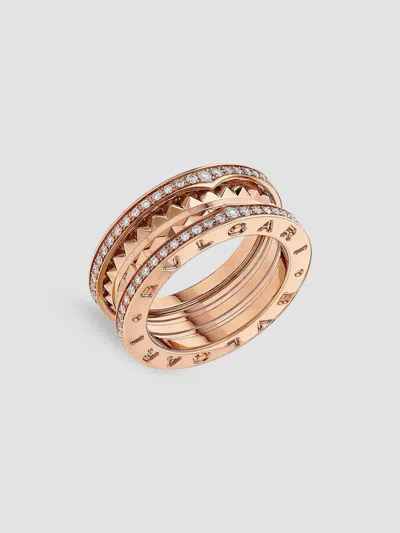 Bvlgari Women's B. Zero1 18k Rose Gold & Diamond Two-band Ring In Pink Gold