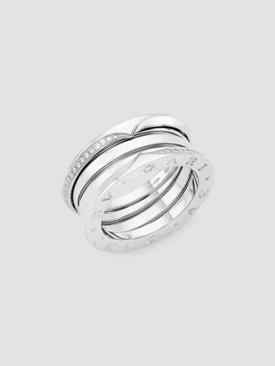 Bvlgari Women's B. Zero1 18k White Gold & Diamond Three-band Ring