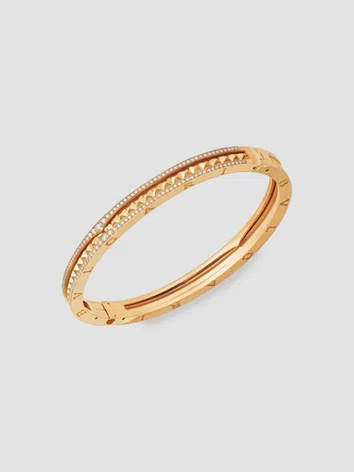 Bvlgari Women's B. Zero1 Rock 18k Yellow Gold & Diamond Hinged Bangle Bracelet