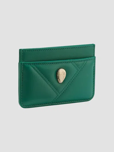 Bvlgari Women's Cabochon Leather Card Case In Jade Green