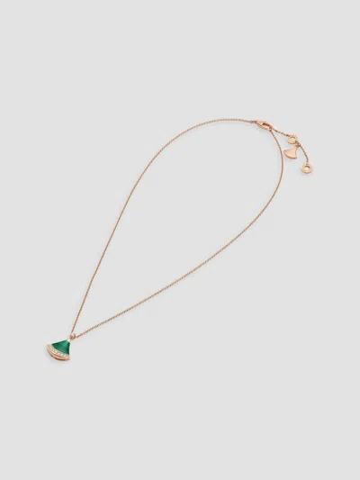 Bvlgari Women's Divas' Dream 18k Rose Gold, Malachite & 0.13 Tcw Diamond Pendant Necklace In Pink Gold