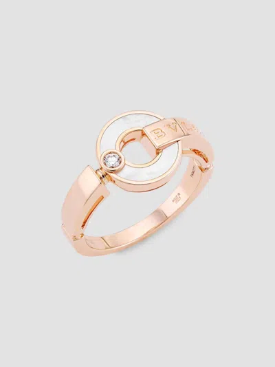 Bvlgari Women's Essential 18k Rose Gold, Mother-of-pearl & Diamond Ring