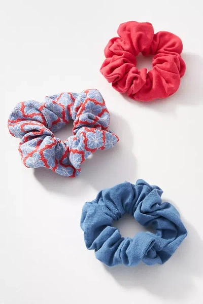 By Anthropologie Clover Terry Scrunchies, Set Of 3 In Orange