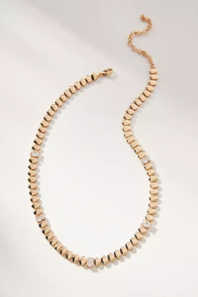 By Anthropologie Crystal And Metal Beaded Necklace In Gold