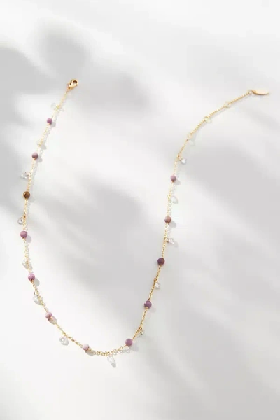 By Anthropologie Dangle Stone Necklace In Purple