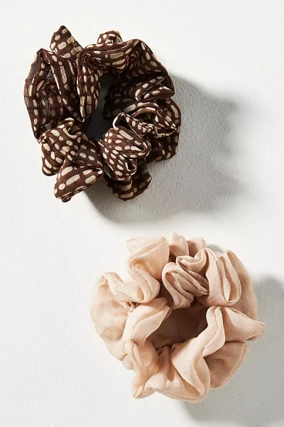 By Anthropologie Dotted Animal Scrunchie In Brown