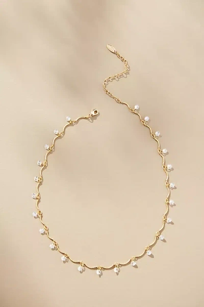 By Anthropologie Drippy Crystal Necklace In Gold