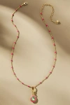 By Anthropologie Enamel Charm Necklace In Pink