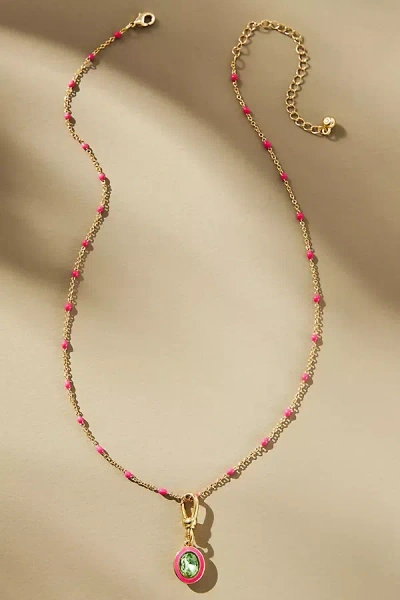 By Anthropologie Enamel Charm Necklace In Pink
