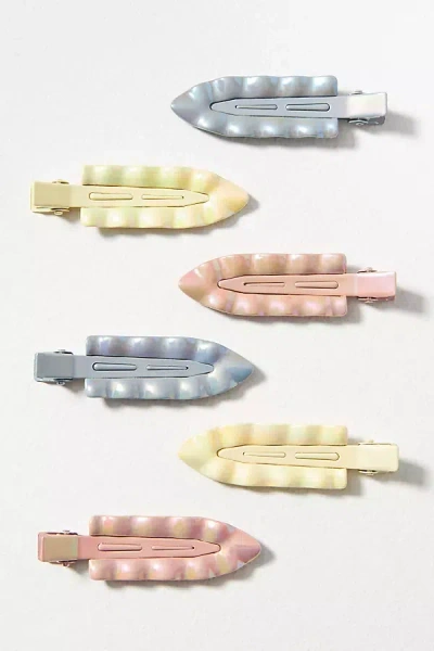 By Anthropologie Iridescent Hair Clips, Set Of 6 In Blue